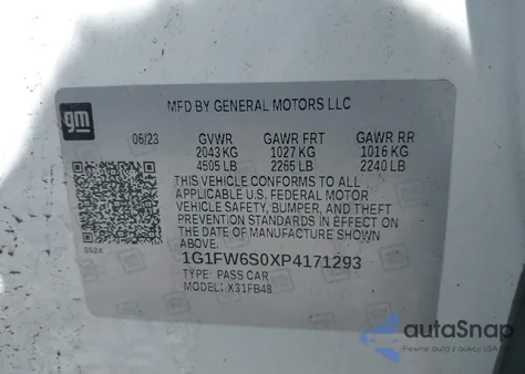 2023 Chevrolet Bolt Ev Fwd 1Lt z USA, uszkodzony, nr VIN 1G1FW6S0XP4171293